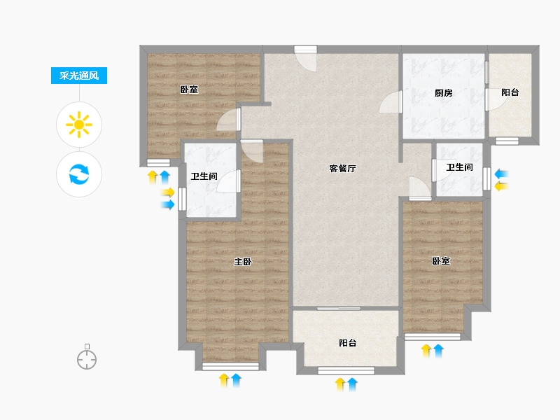 广东省-中山市-雅居乐剑桥郡荣曜-100.10-户型库-采光通风