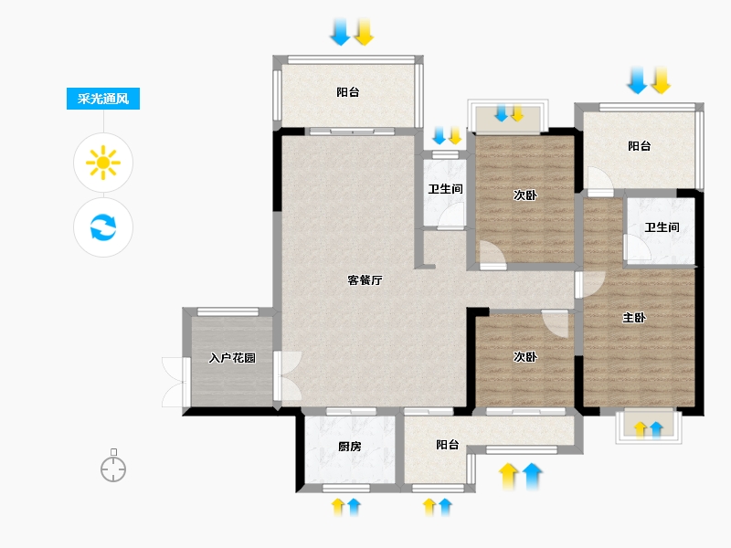 广西壮族自治区-北海市-幸福龙湖小镇-84.00-户型库-采光通风