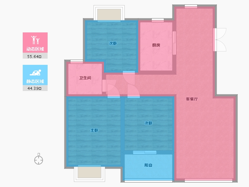 江苏省-无锡市-清溪人家-92.00-户型库-动静分区