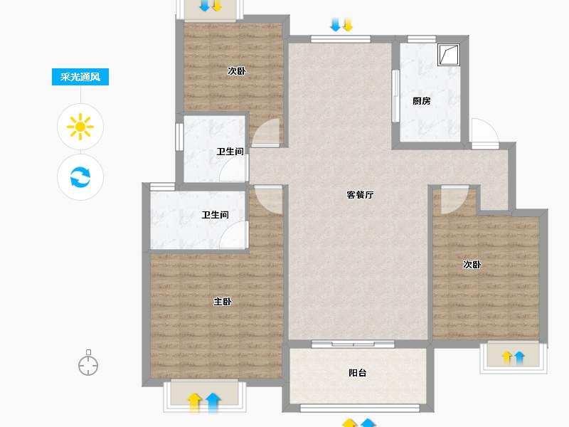 江苏省-徐州市-滨湖花园-三期-115.00-户型库-采光通风