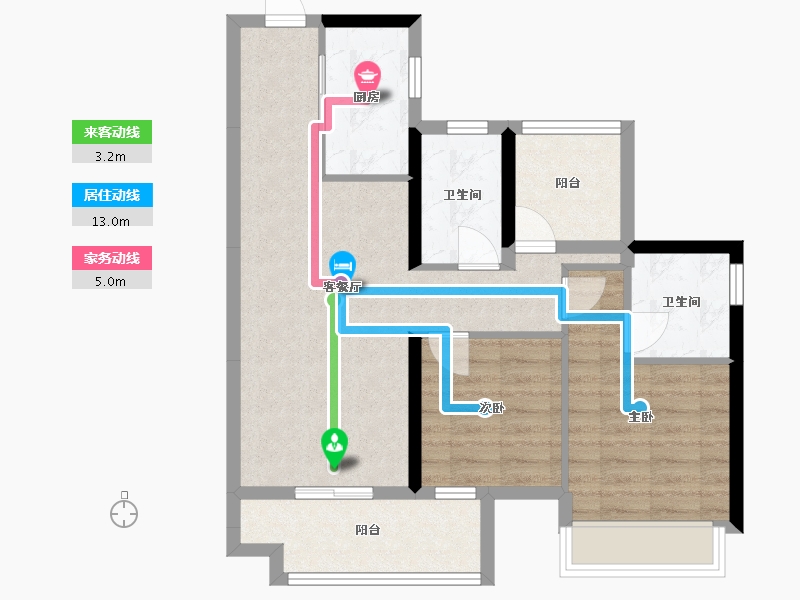 广东省-惠州市-美的力高佳兆业云筑-74.34-户型库-动静线