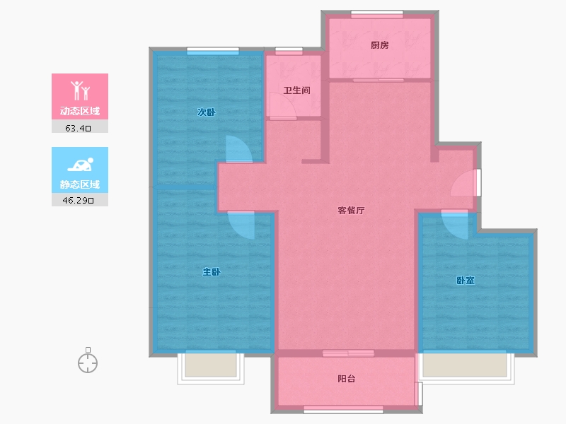 贵州省-遵义市-康海城市花园-98.96-户型库-动静分区