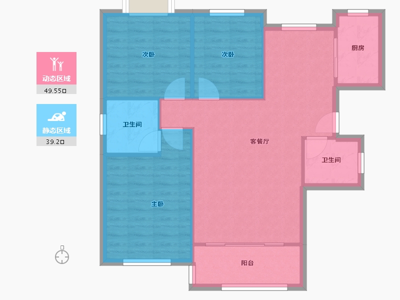 湖南省-长沙市-澳海澜庭-84.46-户型库-动静分区