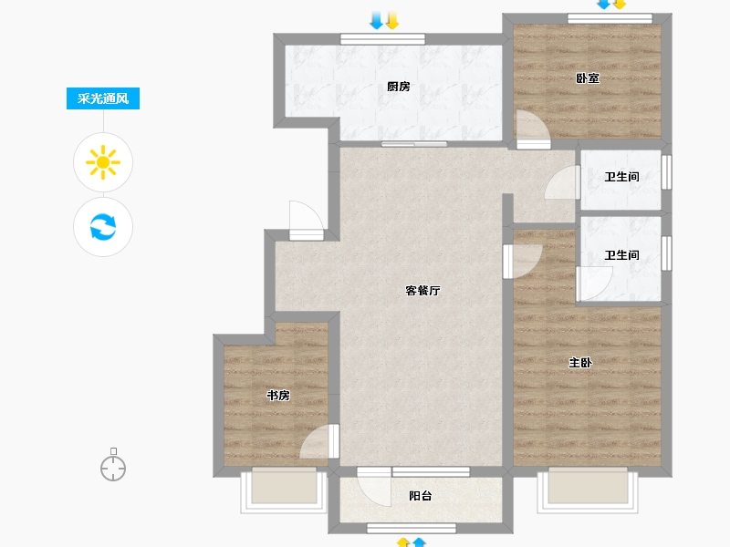 河北省-唐山市-万科未来城-97.60-户型库-采光通风