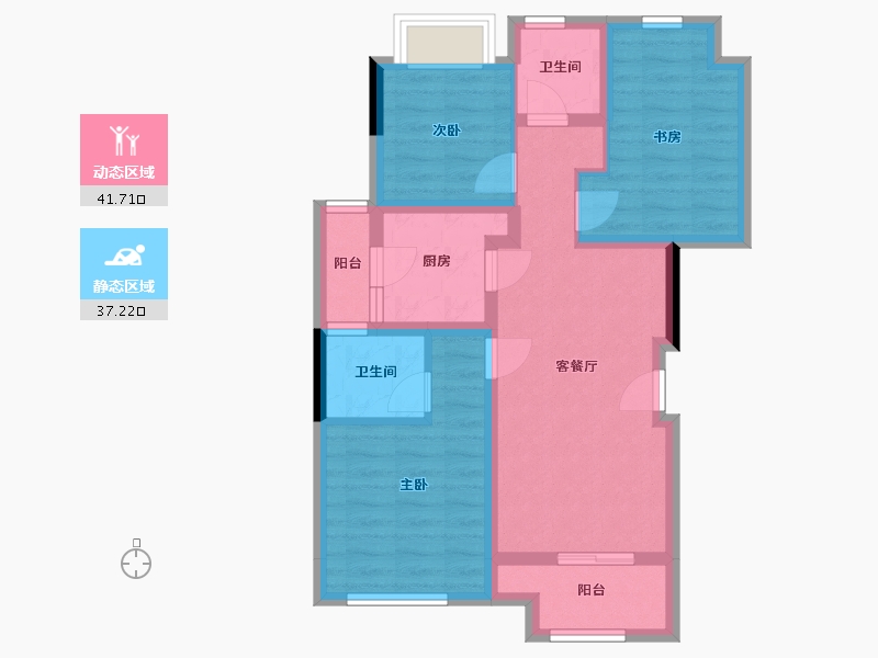 重庆-重庆市-重庆天宸万璟-68.00-户型库-动静分区