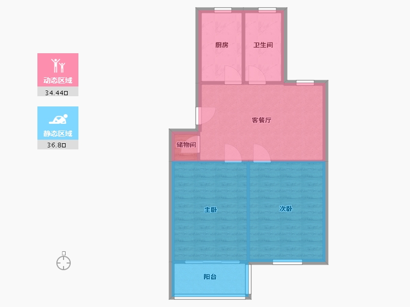 上海-上海市-莘松九村社区-63.36-户型库-动静分区