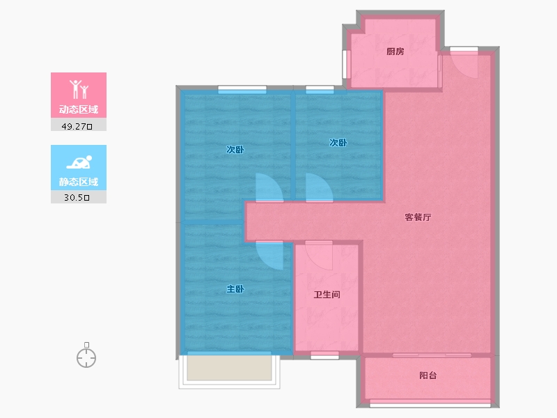 浙江省-温州市-瓯鹿幸福里-75.70-户型库-动静分区