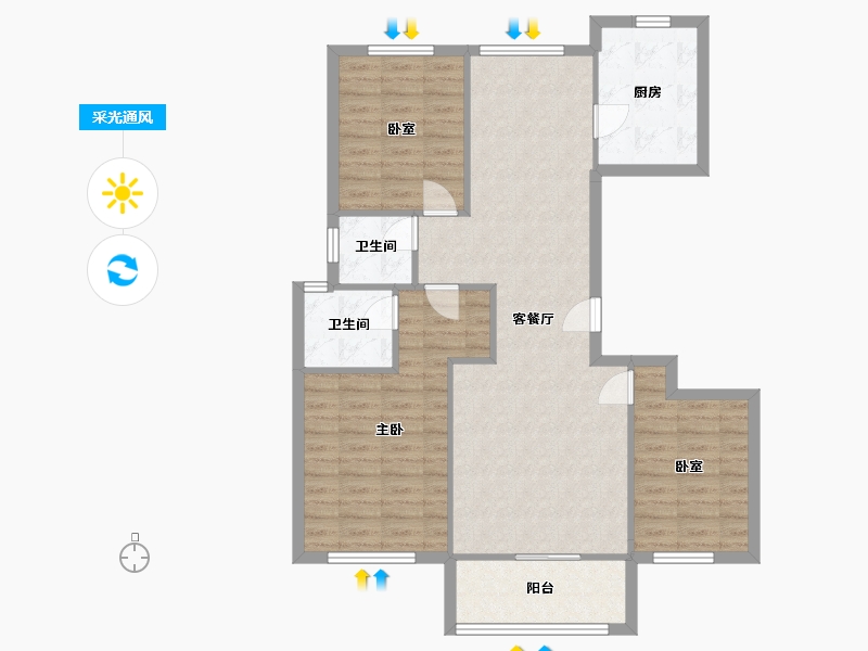 陕西省-西安市-金辉·世界城-98.40-户型库-采光通风