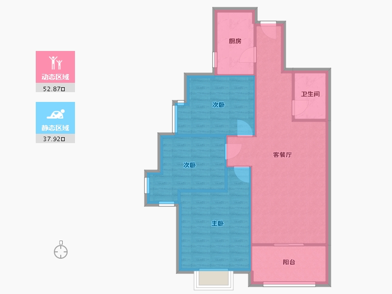 陕西省-西安市-巨威大秦郡-86.60-户型库-动静分区