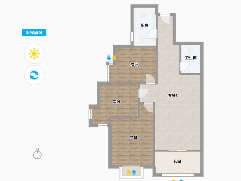 陕西省-西安市-巨威大秦郡-86.60-户型库-采光通风