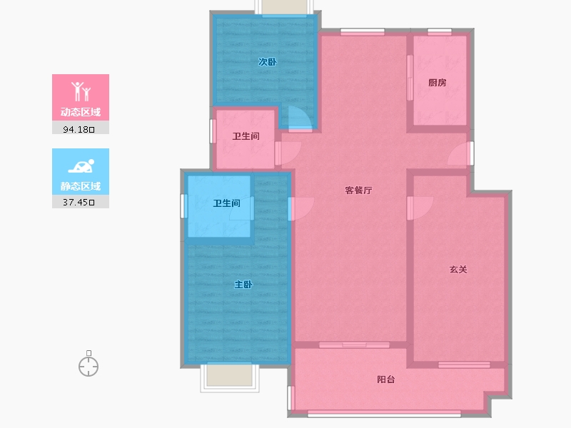 江苏省-南通市-华尔登府邸-117.60-户型库-动静分区