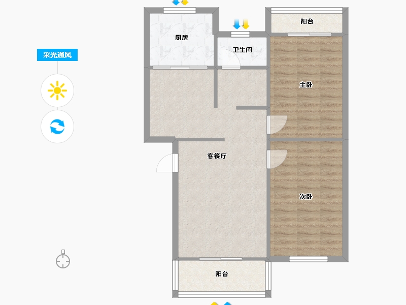 宁夏回族自治区-银川市-太阳城-A区-73.60-户型库-采光通风