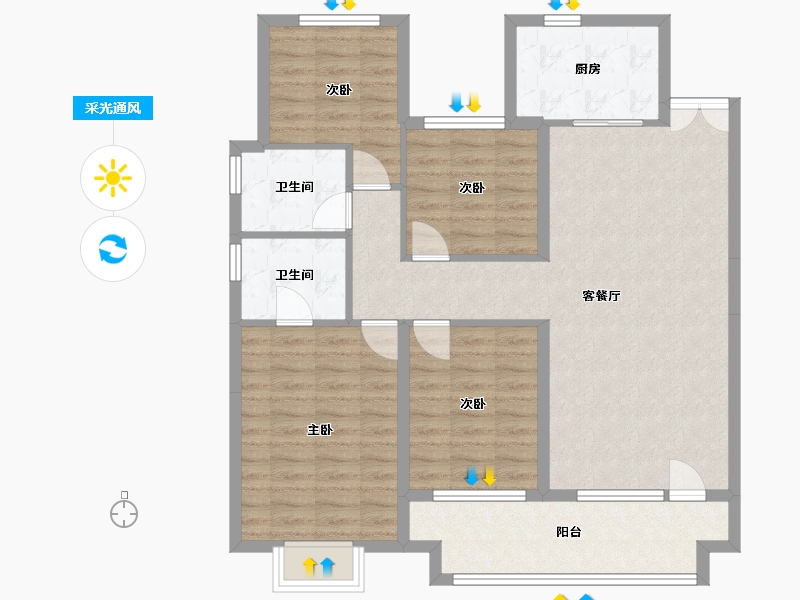 山东省-菏泽市-碧桂园-115.20-户型库-采光通风