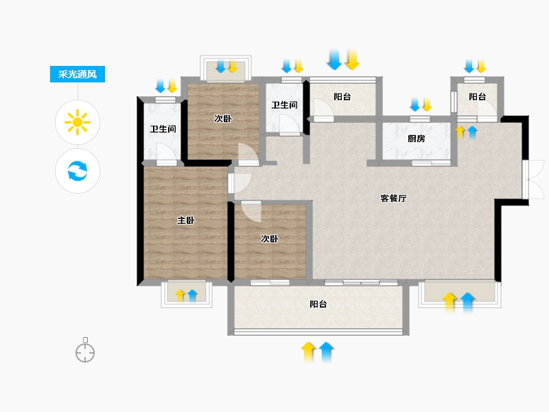 四川省-成都市-万达华庭-103.20-户型库-采光通风