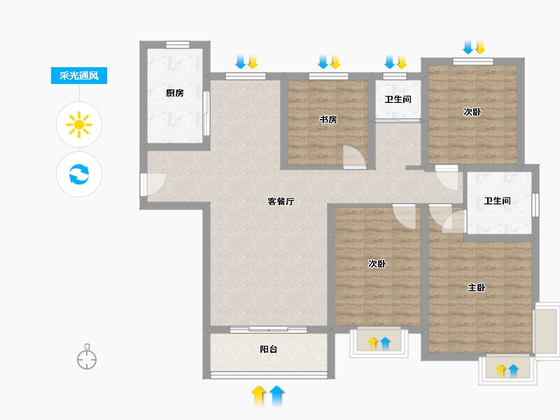 河南省-洛阳市-国风龙樾-107.00-户型库-采光通风