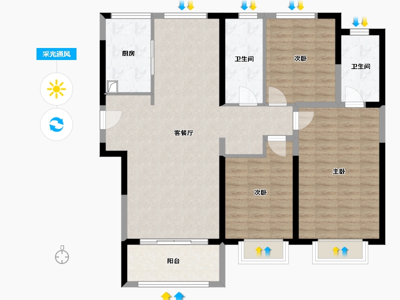 山东省-菏泽市-华景铭城-109.00-户型库-采光通风