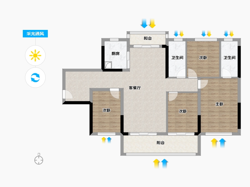 广东省-梅州市-汇珑湾-110.00-户型库-采光通风