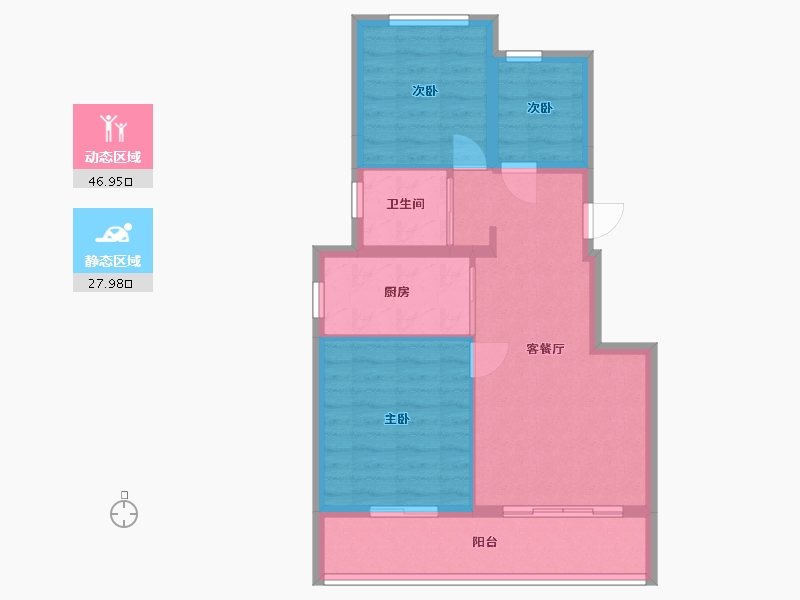 四川省-成都市-绿城桂语江澜-69.00-户型库-动静分区