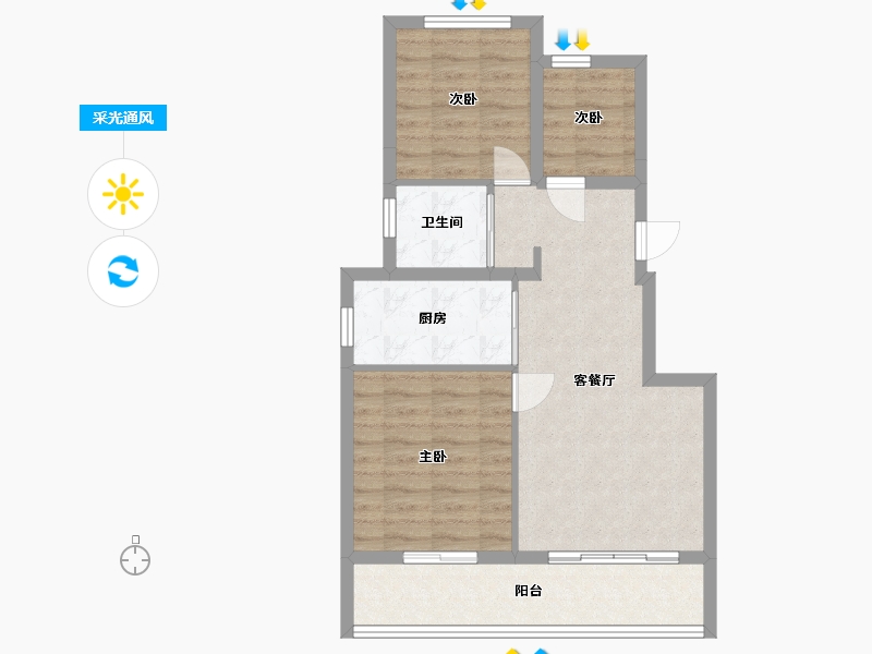 四川省-成都市-绿城桂语江澜-69.00-户型库-采光通风