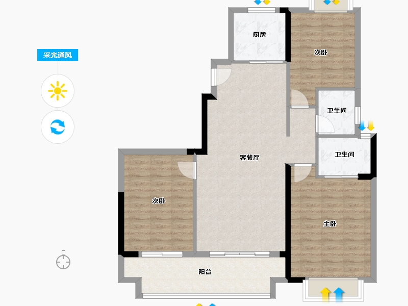 安徽省-滁州市-荣誉国宾府-98.40-户型库-采光通风