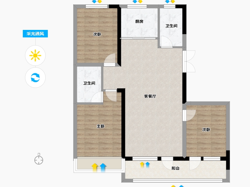 山东省-潍坊市-潍水春风-95.00-户型库-采光通风