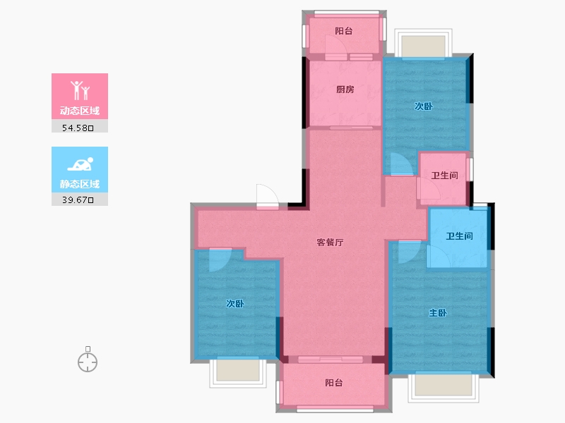 重庆-重庆市-复地公园和光-84.24-户型库-动静分区