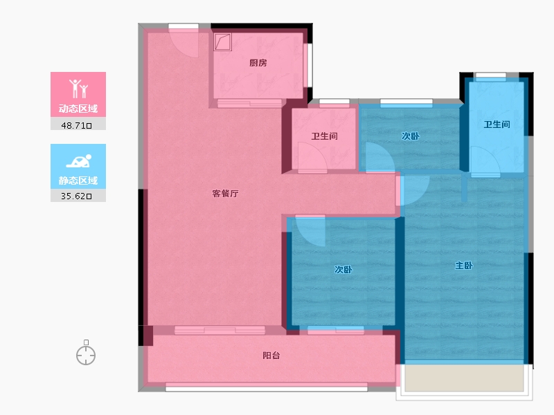 浙江省-温州市-卓越广场-79.20-户型库-动静分区