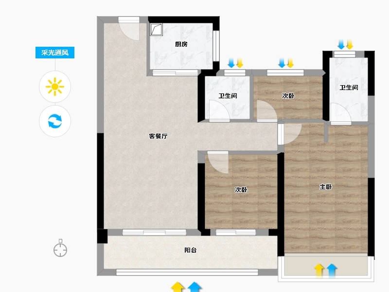 浙江省-温州市-卓越广场-79.20-户型库-采光通风