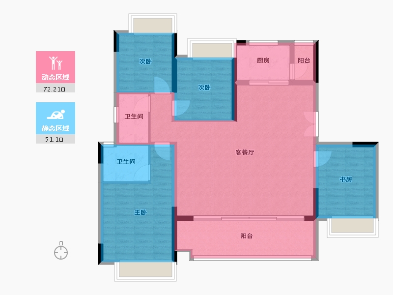 重庆-重庆市-泽京南樾府-113.60-户型库-动静分区