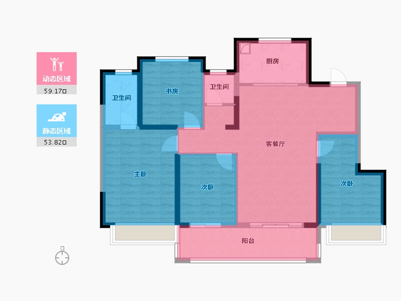 江苏省-无锡市-建发金玥湾-100.80-户型库-动静分区