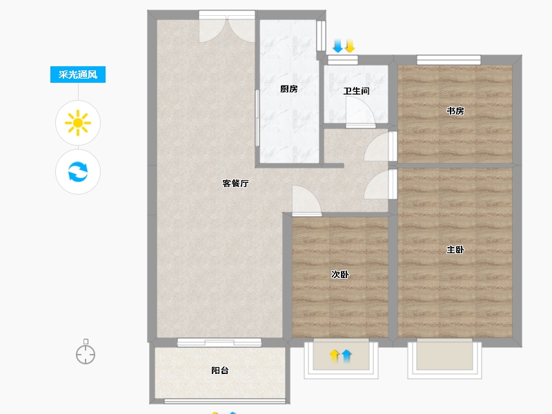 山西省-临汾市-御秀园-88.80-户型库-采光通风