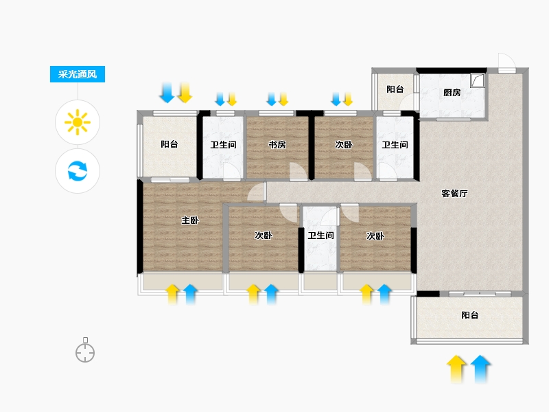 广东省-云浮市-筠城南山春天-134.12-户型库-采光通风