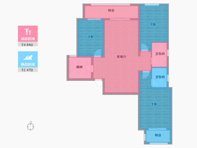 河南省-郑州市-华润置地琨瑜府-100.43-户型库-动静分区