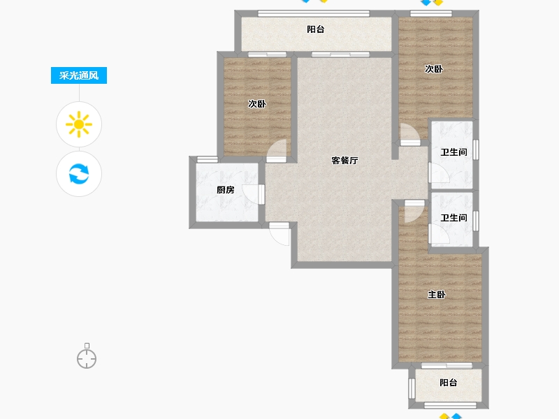 河南省-郑州市-华润置地琨瑜府-100.43-户型库-采光通风