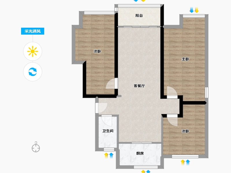 安徽省-宣城市-中建蓝城宣城桃花源-90.00-户型库-采光通风