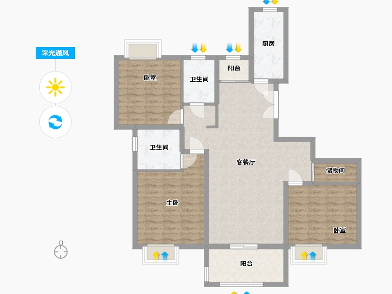 江西省-南昌市-聚贤雅苑-108.00-户型库-采光通风