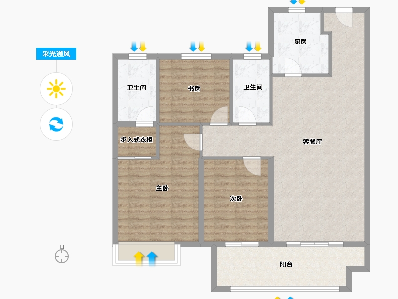 河南省-平顶山市-中骏世界城-107.00-户型库-采光通风