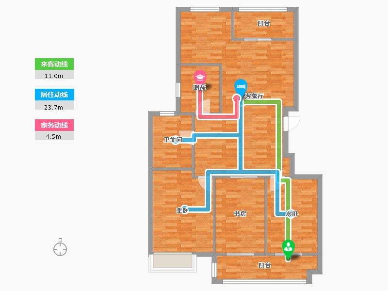 湖北省-武汉市-绿汀雅境-105.26-户型库-动静线