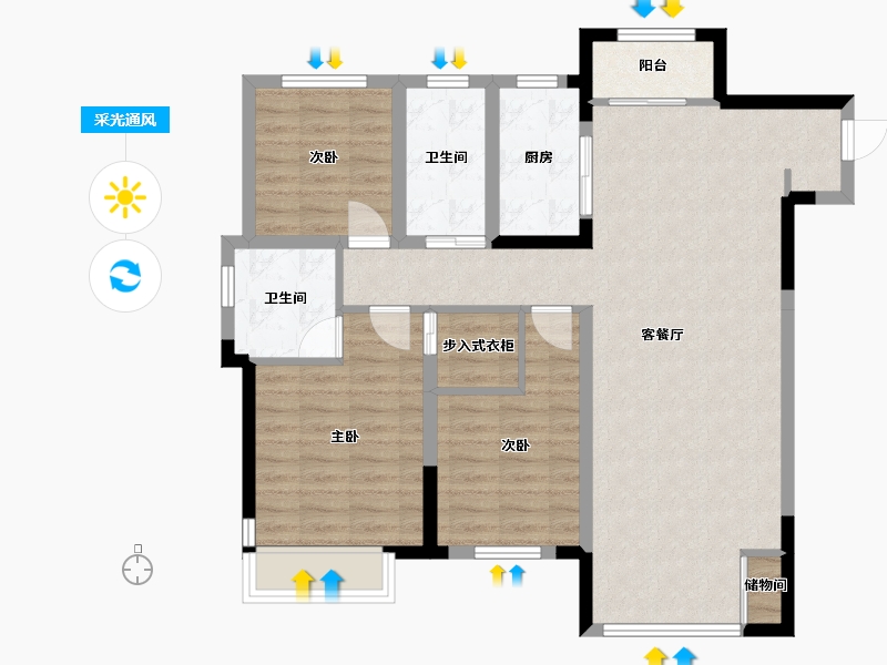 山东省-济南市-城建书院-105.39-户型库-采光通风