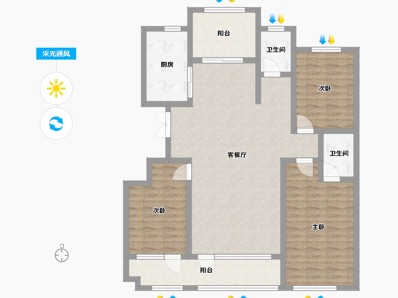 山东省-潍坊市-风华尚品-111.16-户型库-采光通风