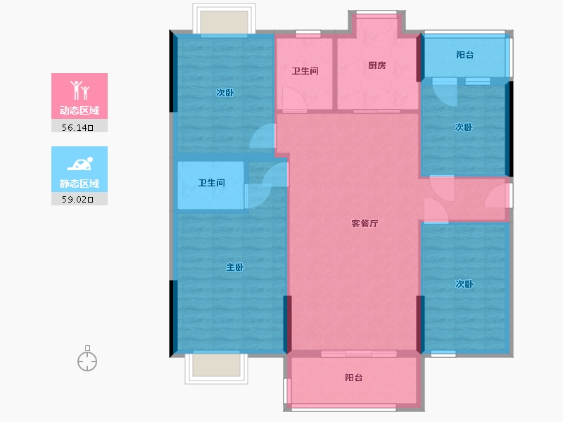 湖北省-咸宁市-璟湖丹桂苑-109.23-户型库-动静分区