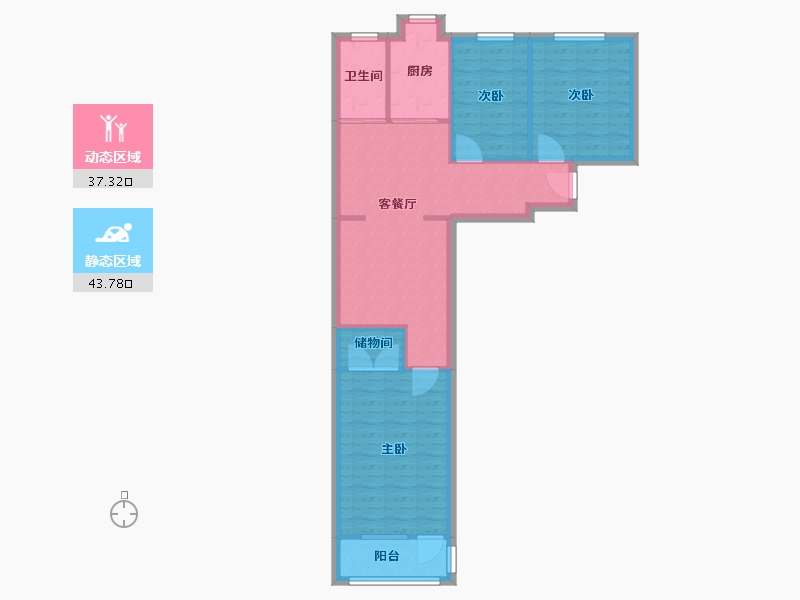 安徽省-合肥市-桐江新村-69.84-户型库-动静分区