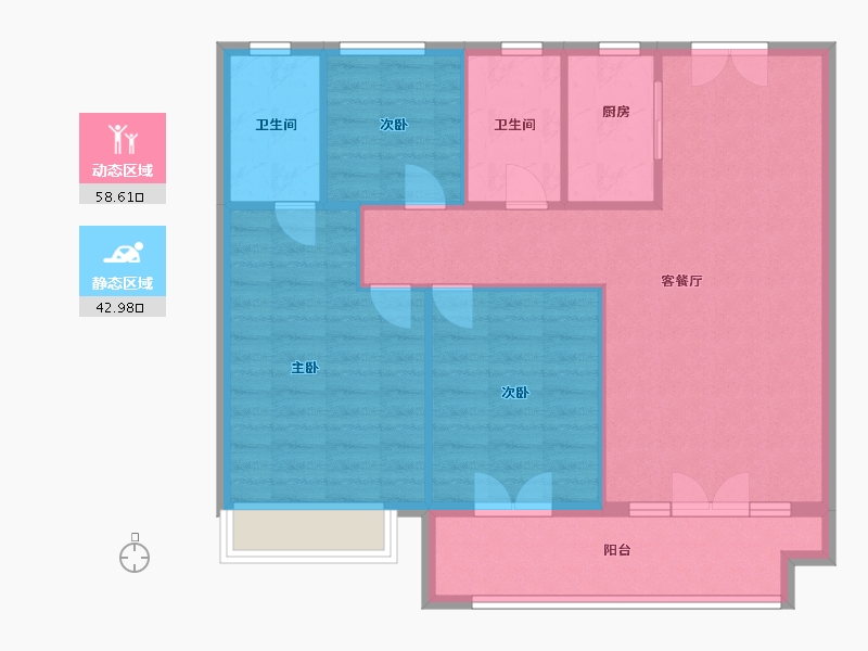 江苏省-泰州市-未来城-92.80-户型库-动静分区