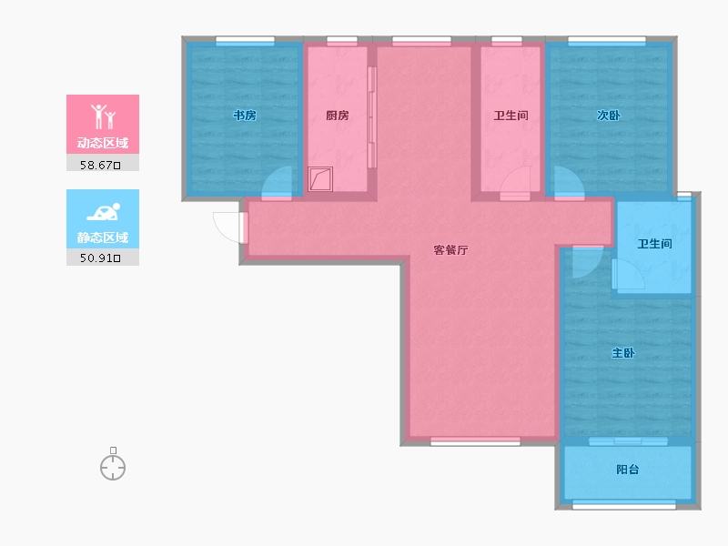 甘肃省-庆阳市-轩和佳苑-95.10-户型库-动静分区