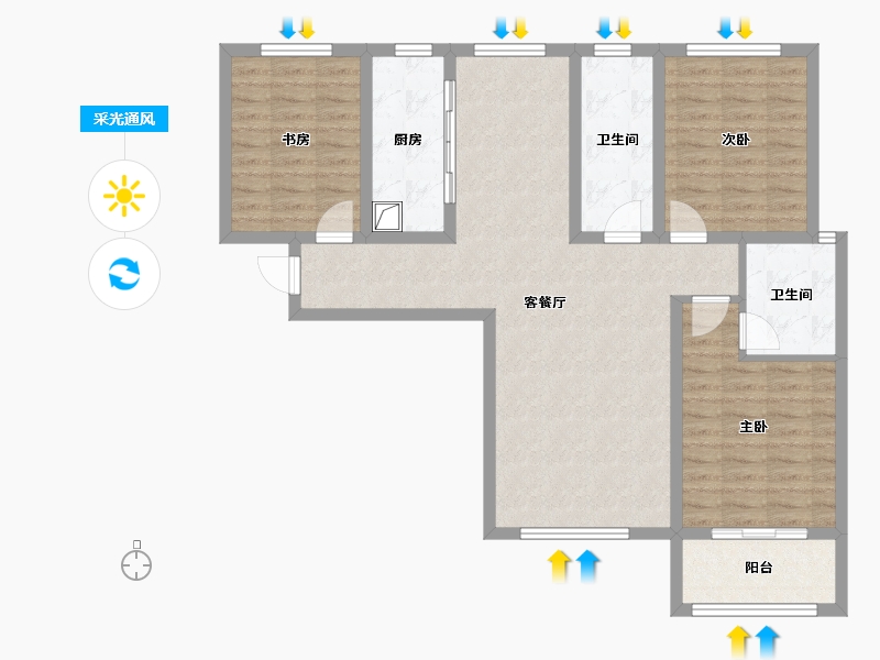 甘肃省-庆阳市-轩和佳苑-95.10-户型库-采光通风