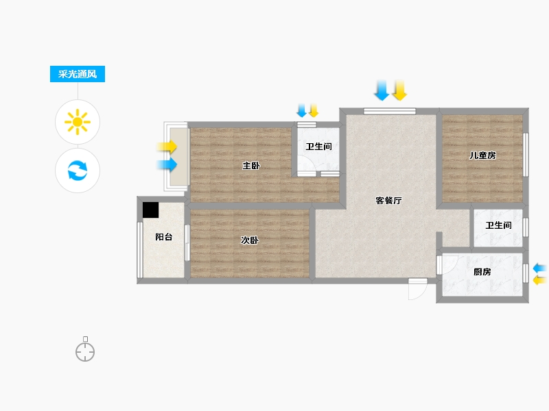 河南省-鹤壁市-水岸花语-94.40-户型库-采光通风