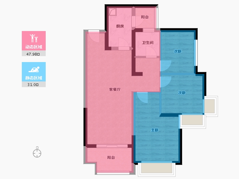 四川省-成都市-恒大天府半岛-7期-73.60-户型库-动静分区