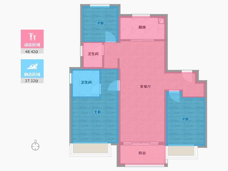 山东省-济南市-万科北宸之光-85.00-户型库-动静分区