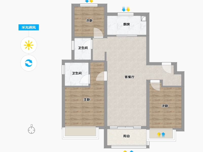 山东省-济南市-万科北宸之光-85.00-户型库-采光通风