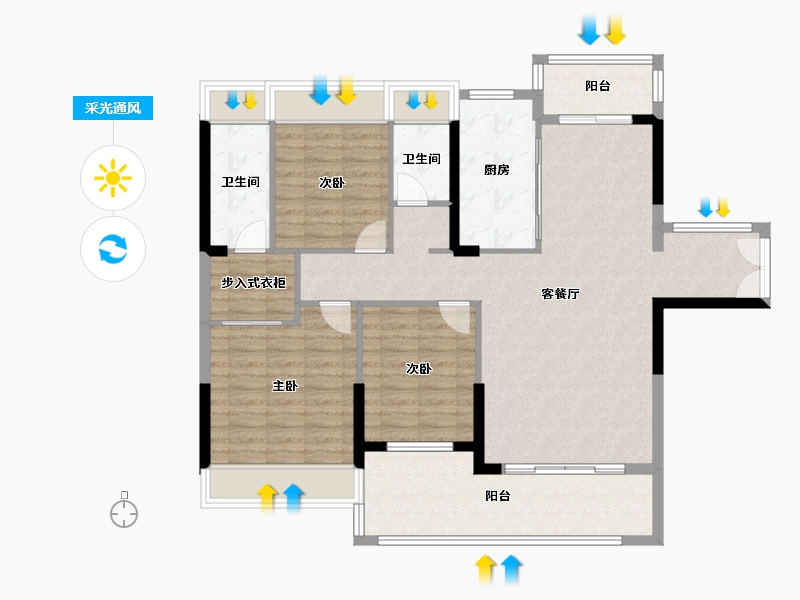 湖南省-怀化市-凯旋门-142.00-户型库-采光通风